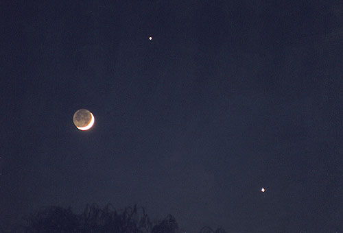 Moon, Jupiter and Venus, February 18, 1999