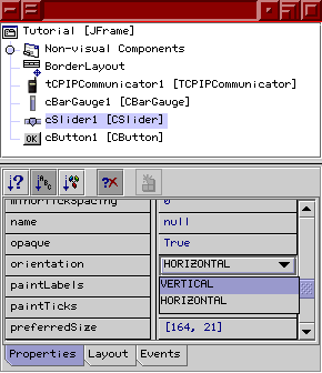 Changing the properties of the slider